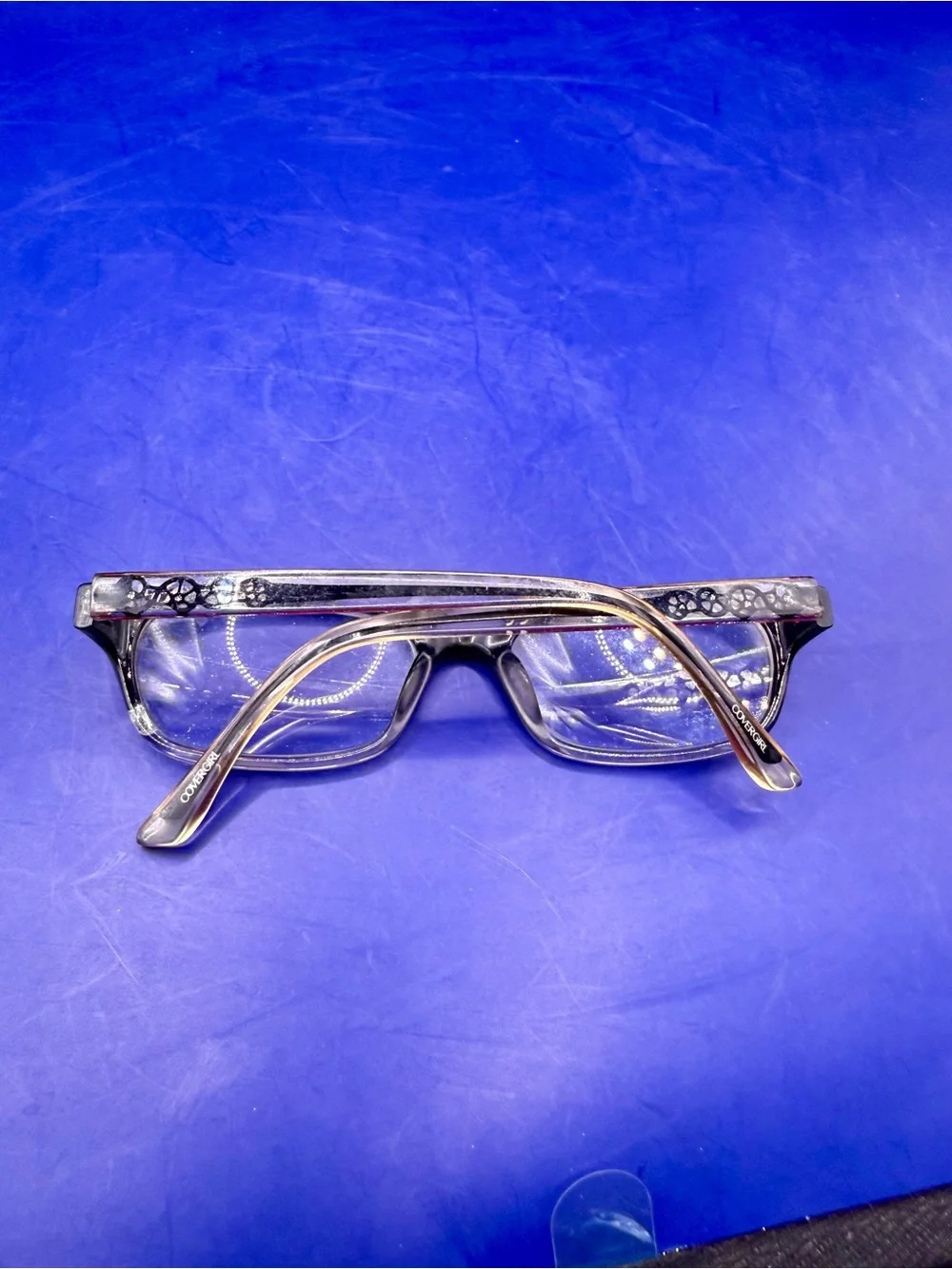 CoverGirl CG828 Eyeglasses Frames Black Clear Fade Red Lace 52-17-135